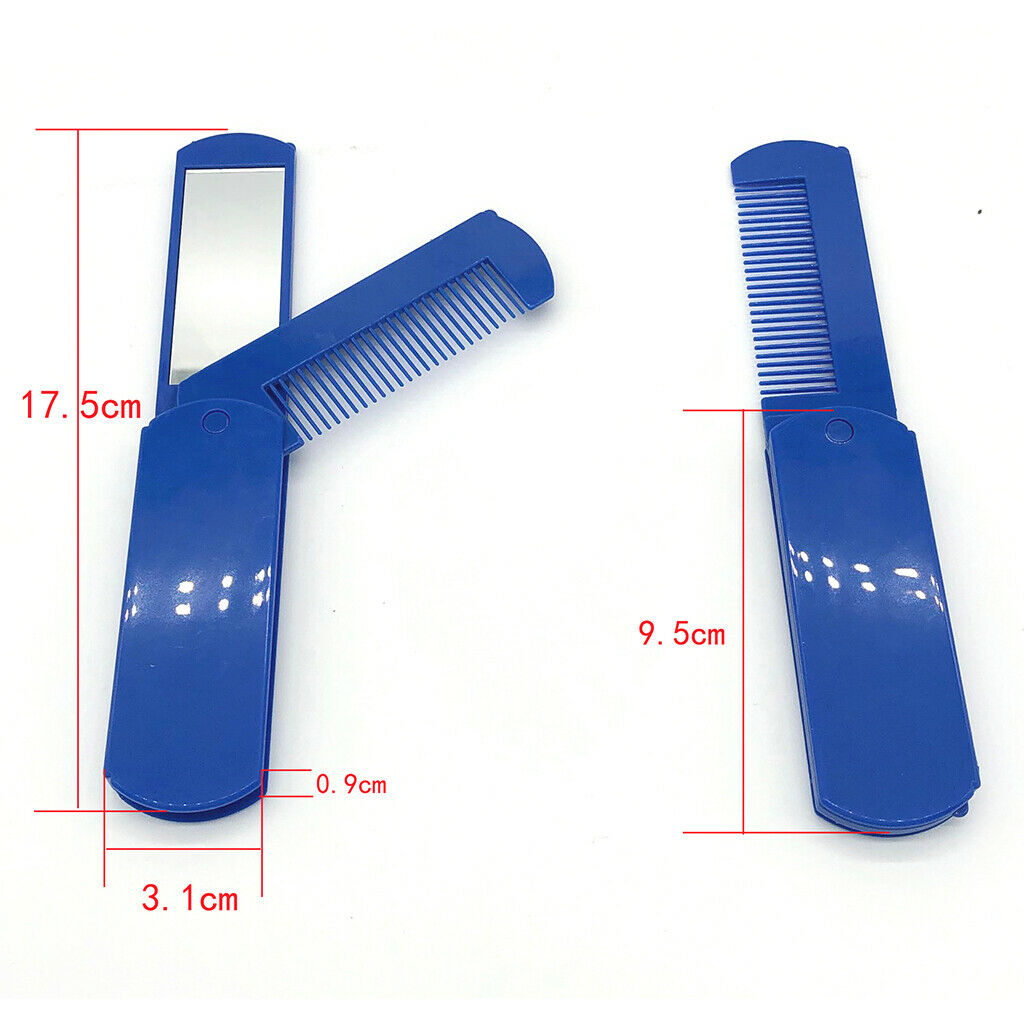 Collapsible Beard Comb Mustache Shaving Styling w/Makeup Mirror for Pockets