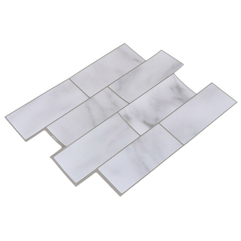 White Grey Marbles Mosaic Brick Peel and Stick Wall Tile Self-adhesive StickeDD