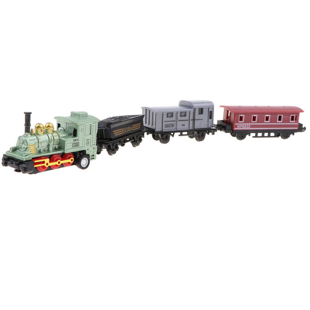 3pcs/set Mini Steam Train Set, with Locomotive Engine and Railway Carriages,