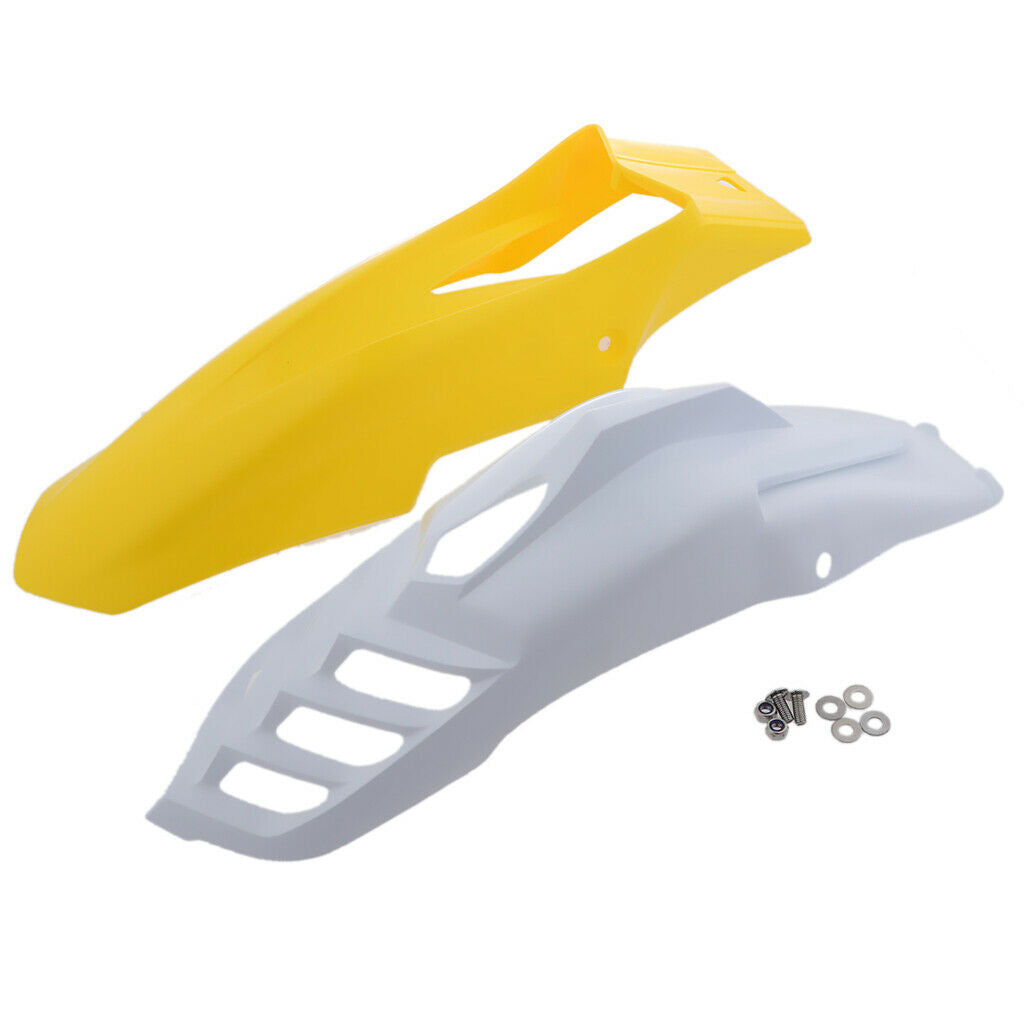 2 Pcs Motorcycle Front Fender Mudguard Wheel Splash Guard Yellow + White