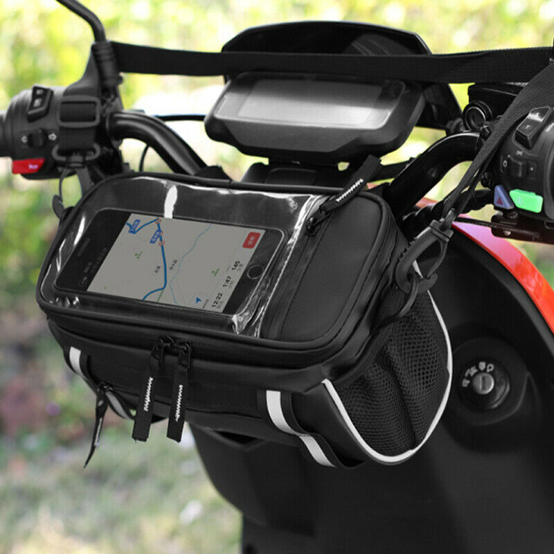 Touch Screen Motorcycle Scooter Bikes Handlebar Storage Bag Pocket Weatherproof