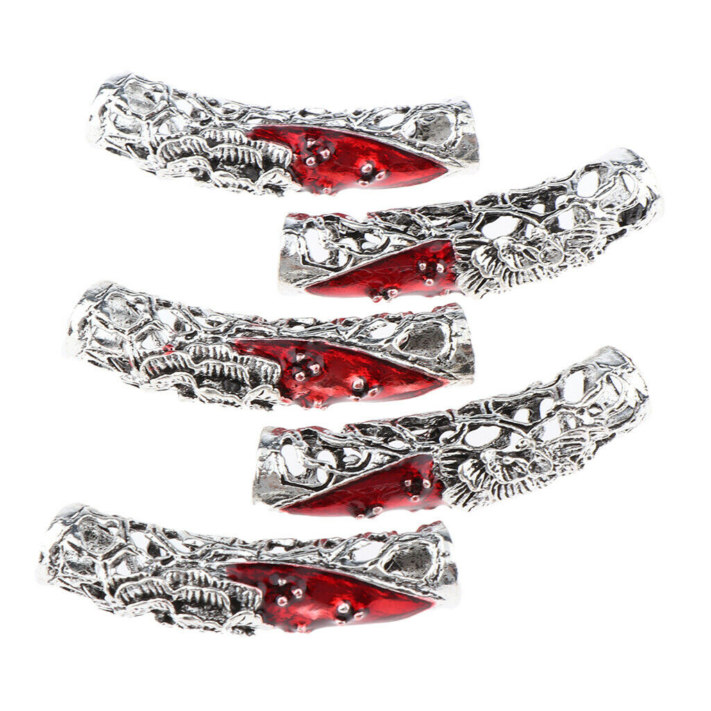 5Pcs Dreadlock Bead Twist Braid Jewelry Tube DIY Bracelet Beard Hair Pendant