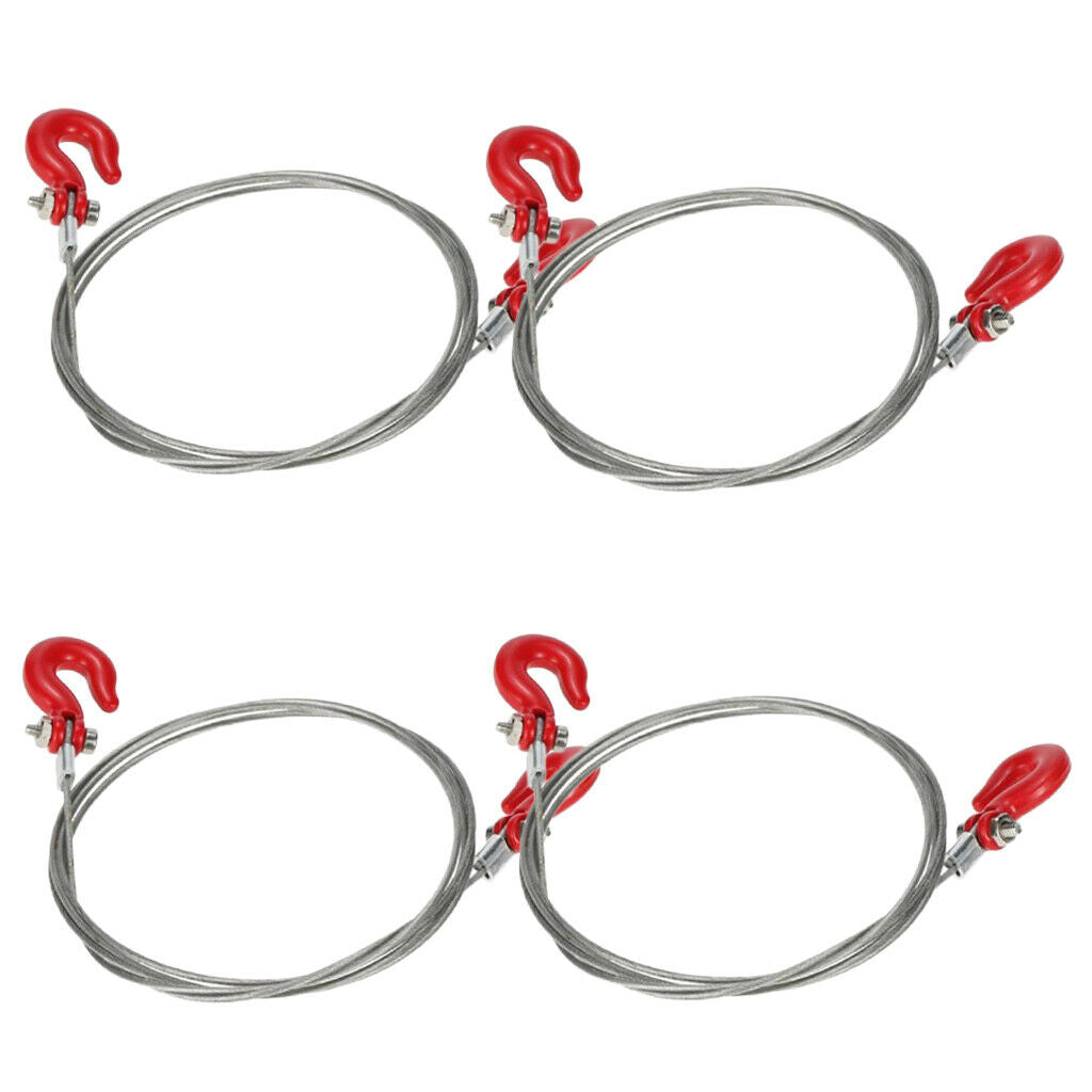 4X 1/10 RC Car Crawler Steel Tow Rope with Hooks for Wraith Axial SCX10 D90