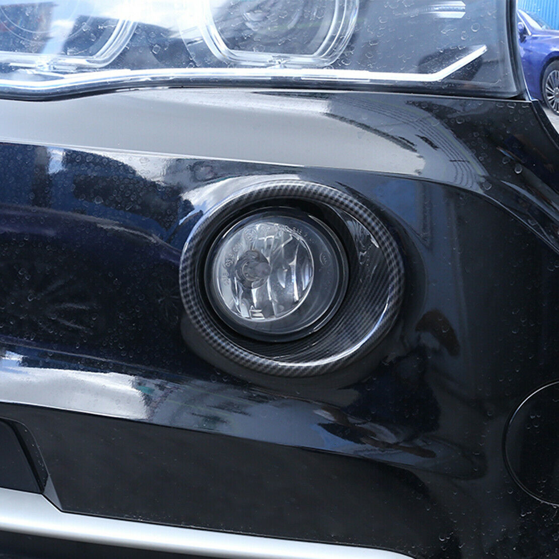 Carbon Fiber ABS Front Fog Light Lamp Ring Trim Fit For BMW X5 F15 2014-18
