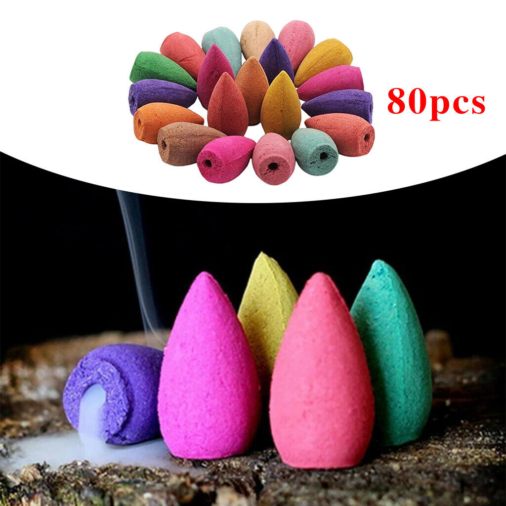 80 Pieces Backflow Incense Cones Incense Cone for Meditation Yoga SPA Toilet