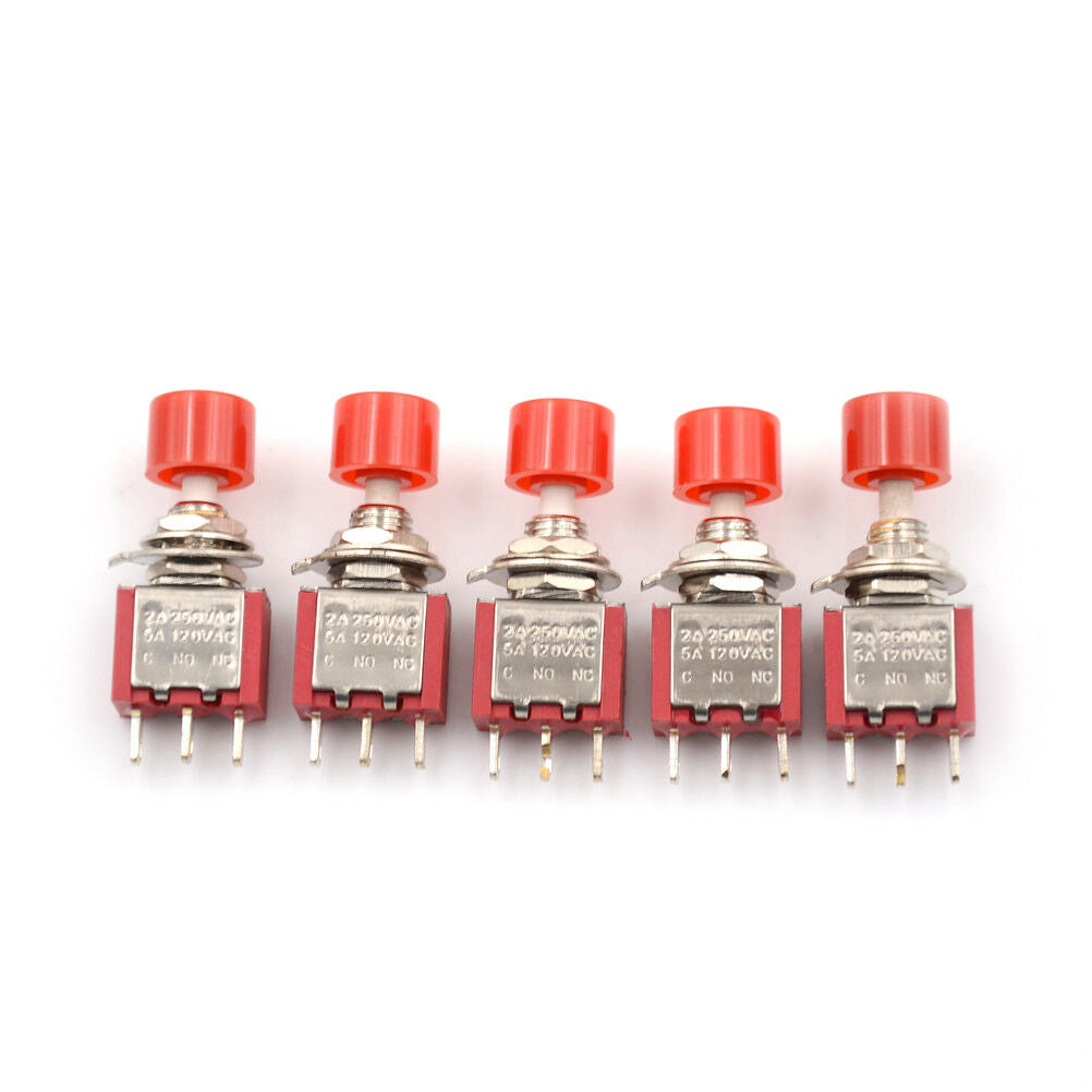 5x 3pin Momentary Red Push Button Toggle Switch PS-102 DS612 1NO 1NC 、BDDD