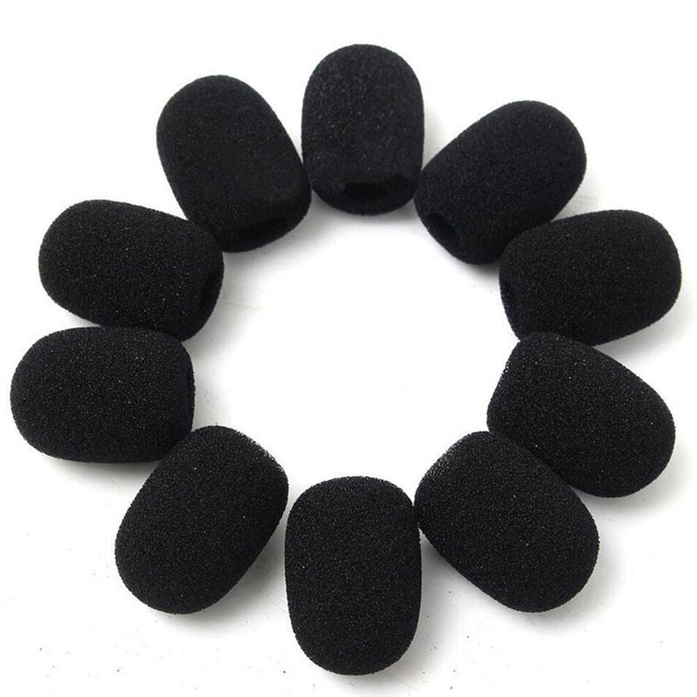 10Pcs Practical Microphone Headset Windscreen Sponge Foam Mic Filter Cover Black