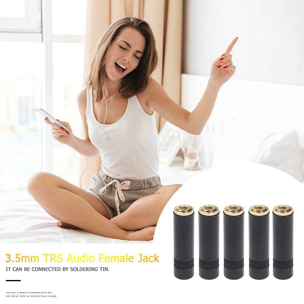 5pcs 3.5mm TRS Audio Female Jack Solder Connector 3 Pole Stereo Adapters @