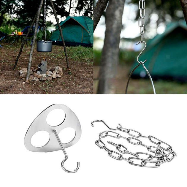 Pot Holder Tools Camping Cooking Tripod Outdoor Campfire Cookware Picnic