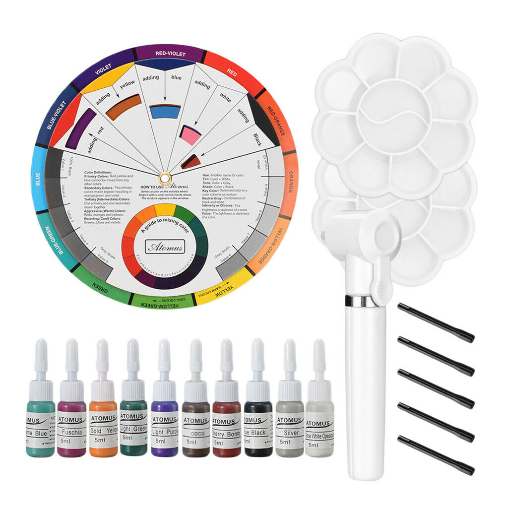 19pcs Tattoo Pigment Mixer Ink Agitator Sticks Color Mixing Guide Palette White