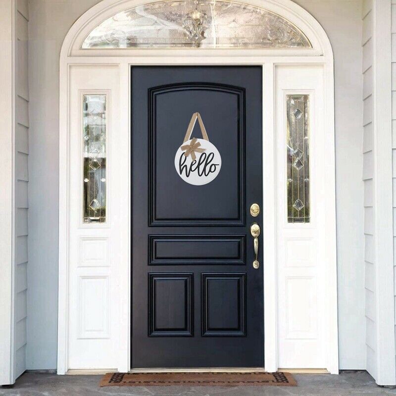12 Inches Welcome Wreath Hello Sign Front Door Decoration Round Wooden Sign R7X7