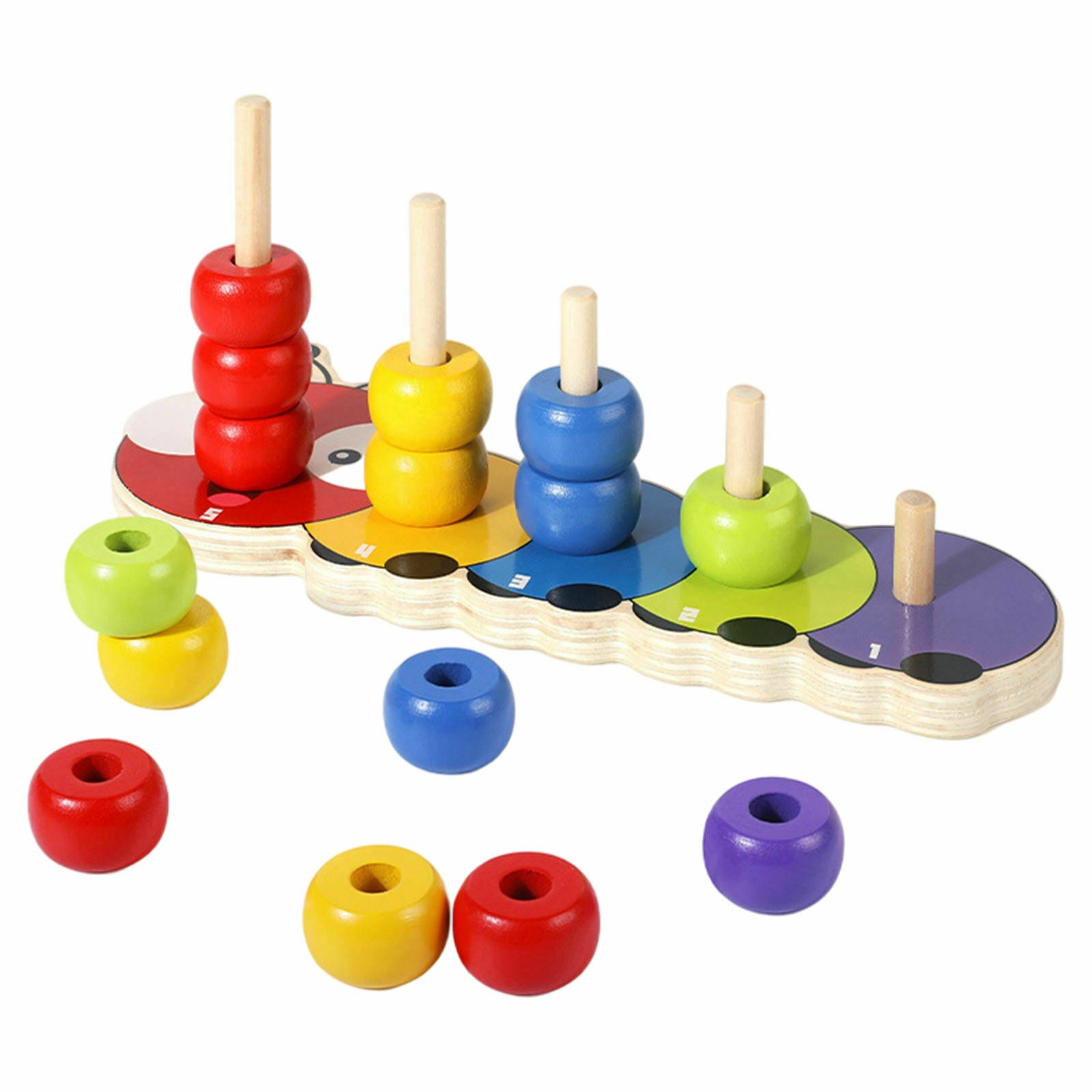 1 Set Babies Montessori Toys, Wooden Column Beaded Building Blocks Intelligence
