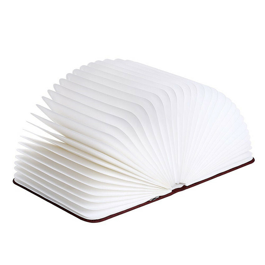 Home Decor Wooden Cover Folding Book LED Lamp USB Rechargeable Desk Night Light