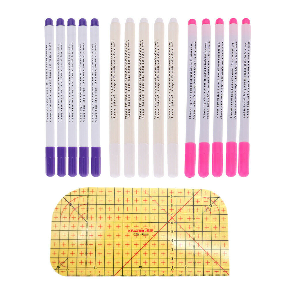 Hot Iron Ruler Quilting Hemmer Rulers Sewing Tool & Soluble Pen Cloth Marker