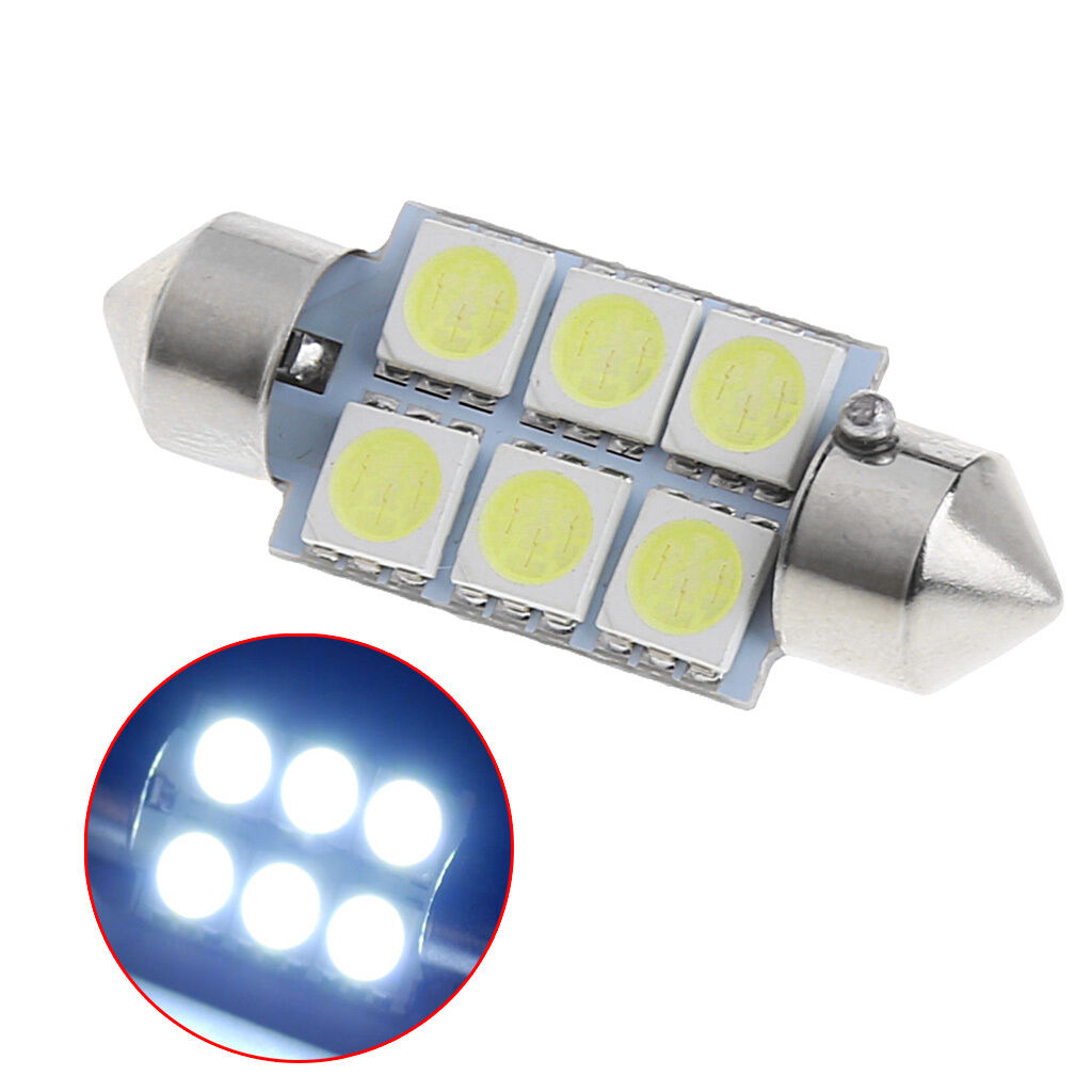 10X White 36MM 5050 6LED SMD Car Auto Interior Festoon Dome Light Lamp Bulb