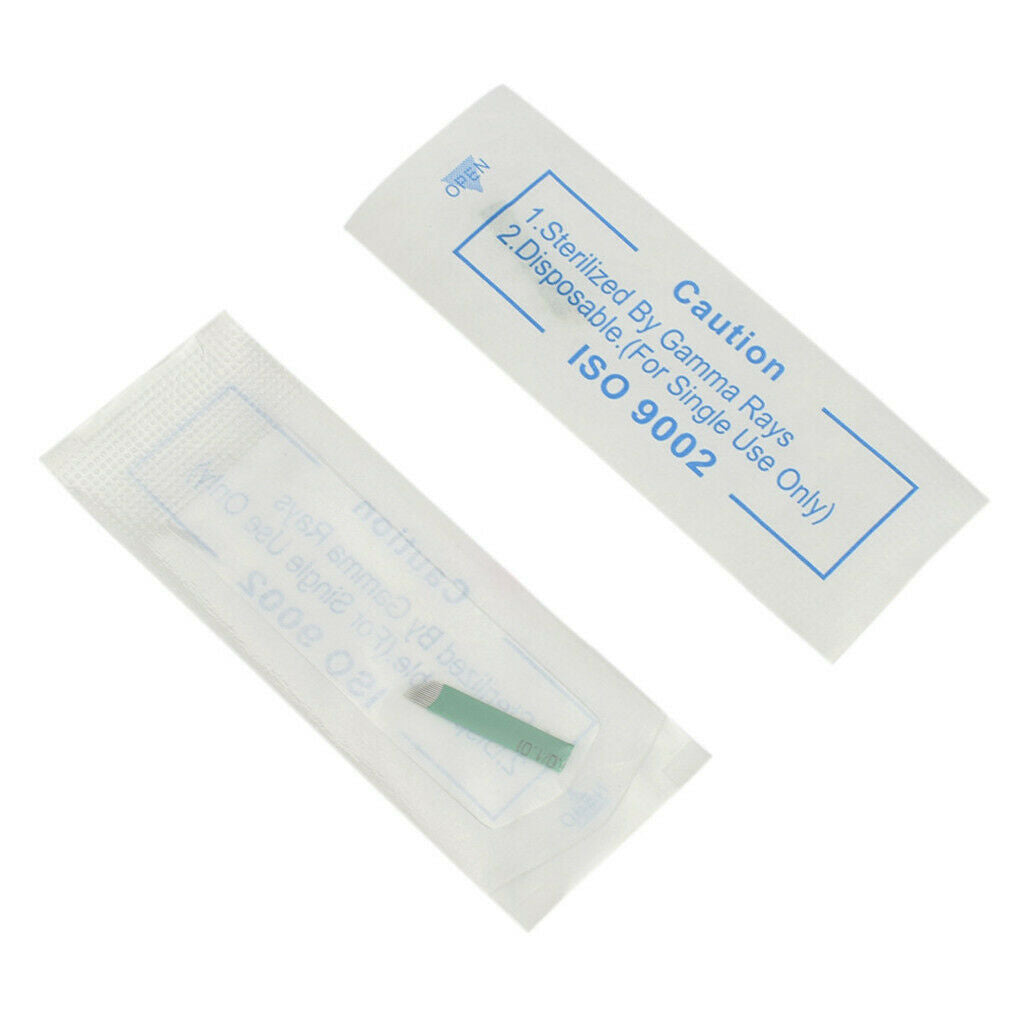 100 Eyebrow Blades Microblading Tattoo Brows Needles Make-up Tools 14 Pins