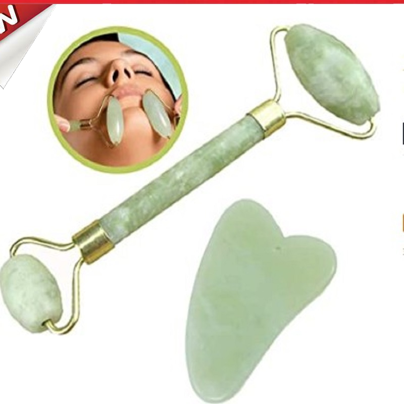 Eye Massager Natural Jade Beauty Bar Container Gua Sha Roller Board Device @
