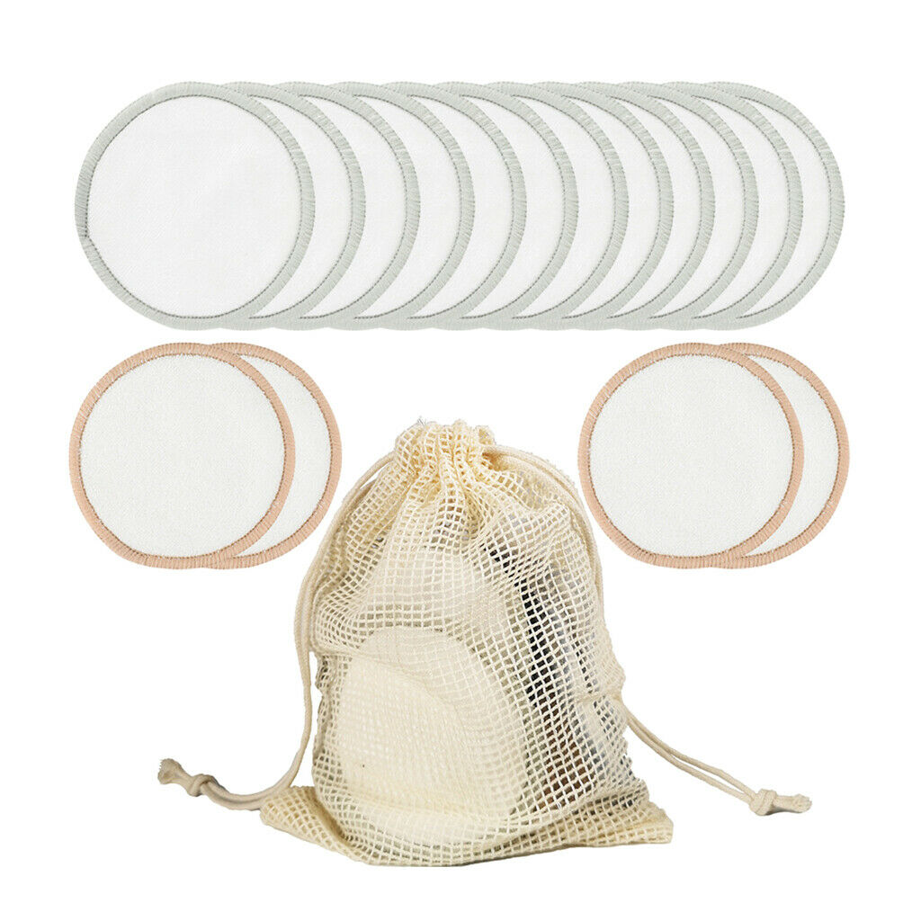 16Pc Cotton Reusable Make Up Remover Pad Facial Cleanser Pad Set Washable 01