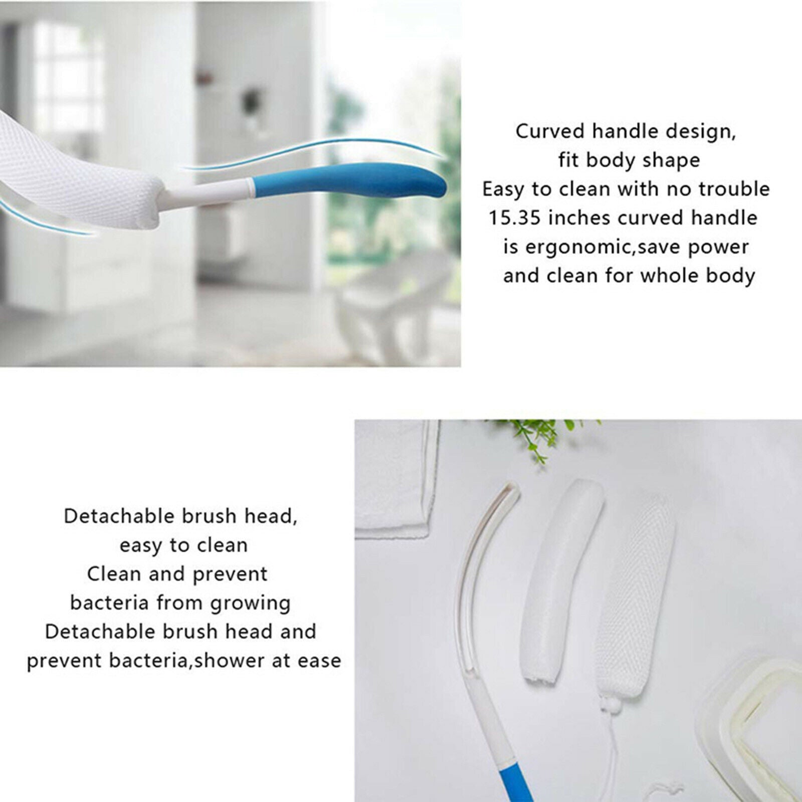 Back Bath Brush for Elderly Lotion Applicators Anti-Slip Handle Improve Skin's