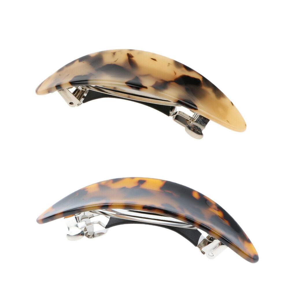 2 pack Automatic Barrette French Acetate Hair Clip Hairpin Women 3.5 Inches