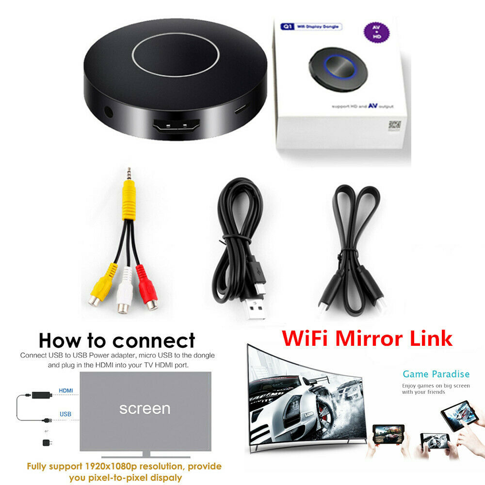 Car Home Media Player AV+HDMI Android TV Box WiFi Mirror Link Video Dongle+Cable