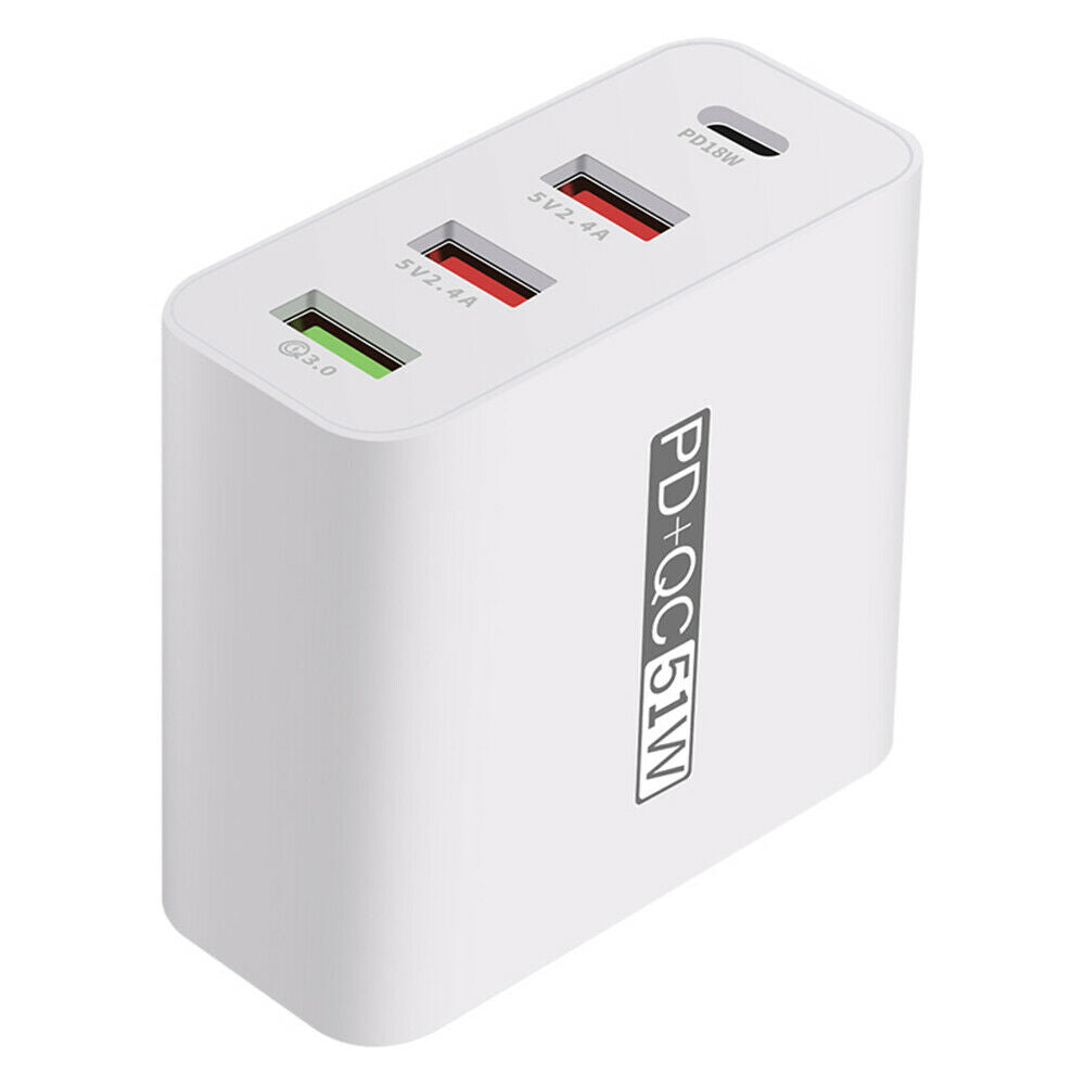 51W USB Type-C USB-C QC3.0 PD Mobile Phone Fast Charging Wall Charger Adapter