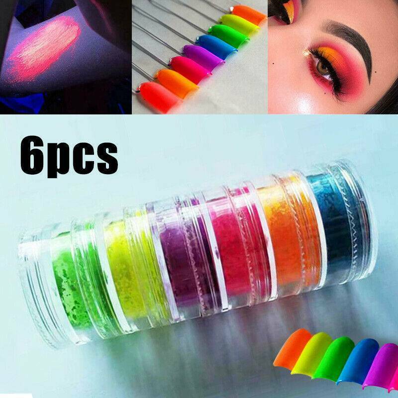 6 Box Lasting Shimmer Eyeshadow Pigment Matte Eyeshadow Neon Powder Nails Powder