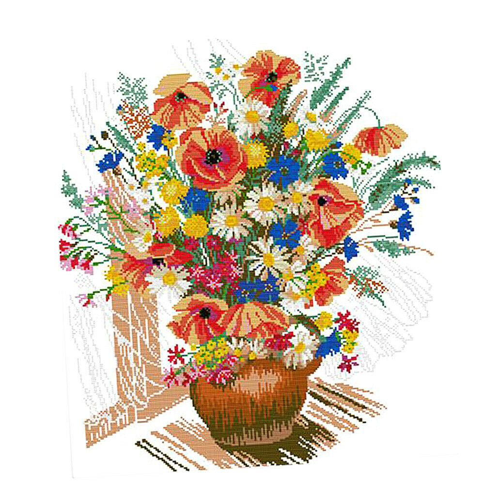 Flower Vase Home Stamped Cross Stitch Kit Pre-Printed Embroidery Kit DIY Wedding