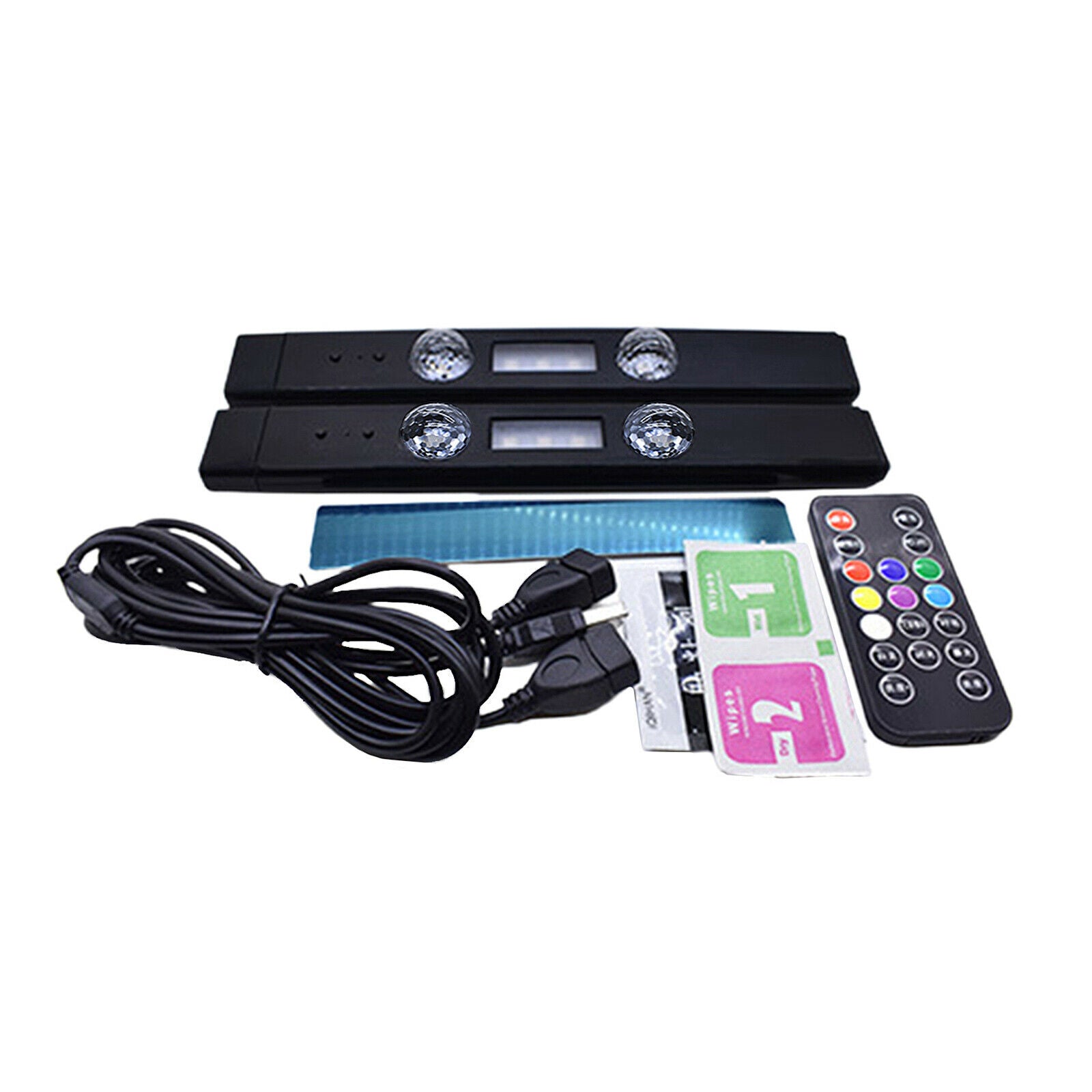2-in-1 Car Interior Lights 2pcs LED USB 7 Colors Atmosphere Lights Kit DC 5V