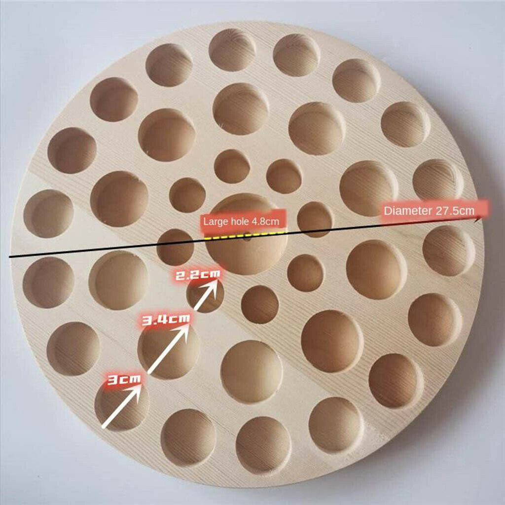 Round Wood Rack Organizer Holder Display Tray Shelf Holds up to 37 Bottles