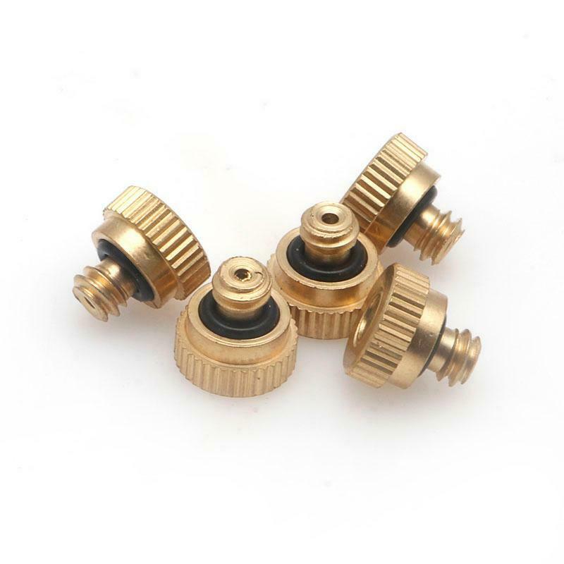 5 pcs 1-section Brass Misting Nozzles for Cooling System (0.2mm) 3/16 Copper