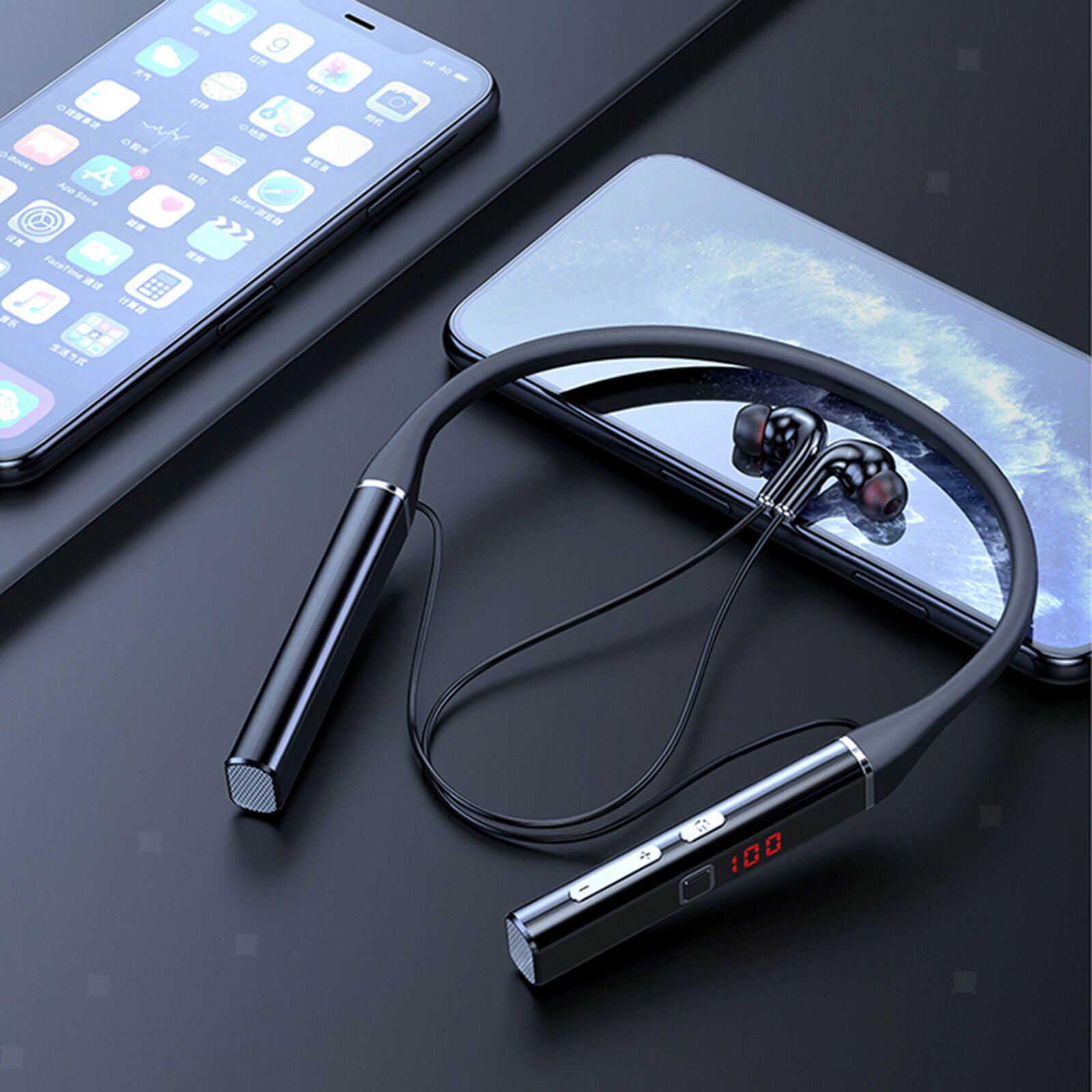 Gym Sport Earphones Wireless w/Mic Bluetooth Headphones 800MAH for Workout