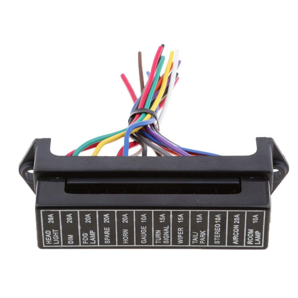 1A-40A 12-Way Automotive Relay Fuse Holder Distribution Block 32V Voltage