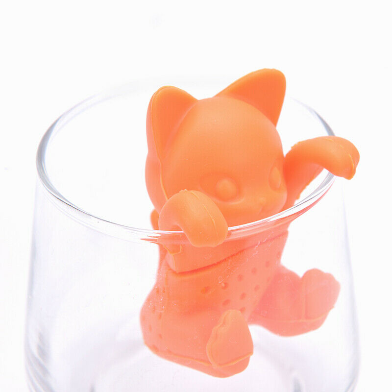 Tea Bag Leaf Herbal Spice Filter cat Shape SiliconeTea Infuser Strainers .l8