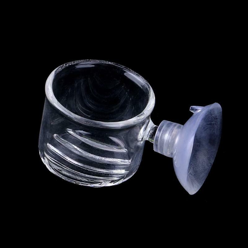 Aquarium Tank Glass Bubble Plant Crystal Fish Feeding Feeder Glass Cup Basin New