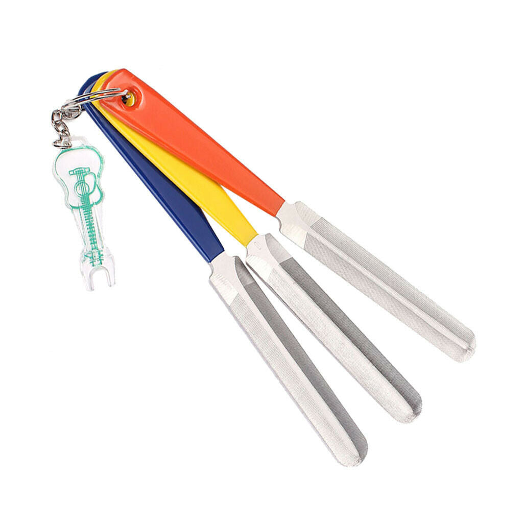 3   Steel   Fret   Nut   File   Key   Chain   with   Bridge   Pin   Puller