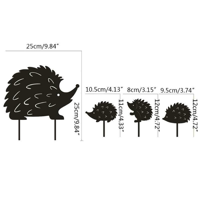 Hedgehog Garden Stakes 4 Pcs Animal Hollow Out Statue for Yard Decoration Gifts