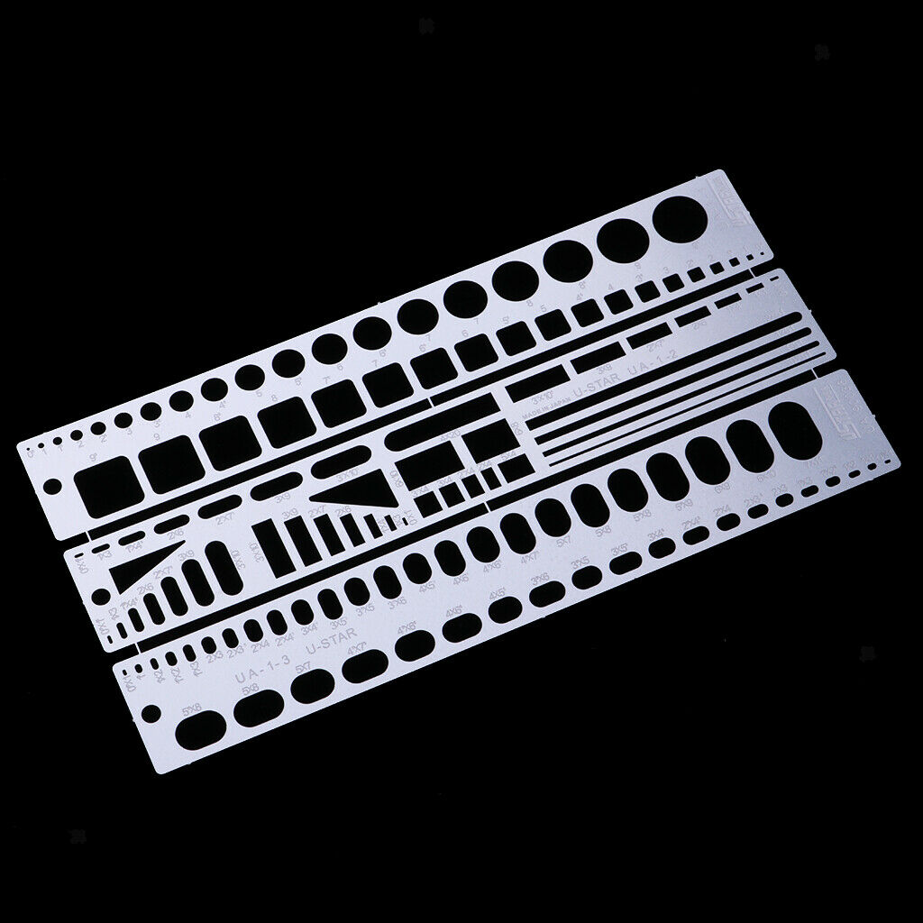 13.2cm Metal Hollow Out Modeling Engraved Scribe Line Aircraft Tools Ruler Kit