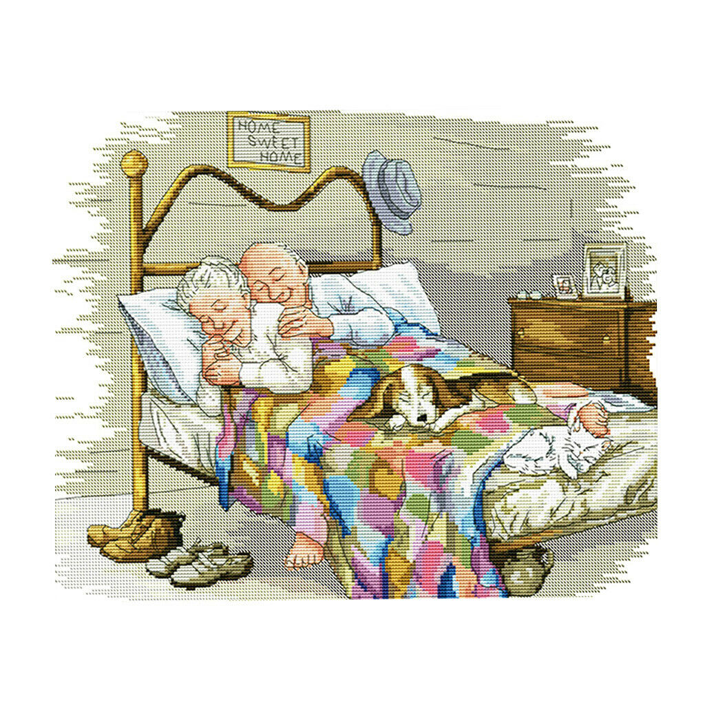 14CT Counted Cross Stitch Kits Cross-Stitch Pattern Old Married Couple with