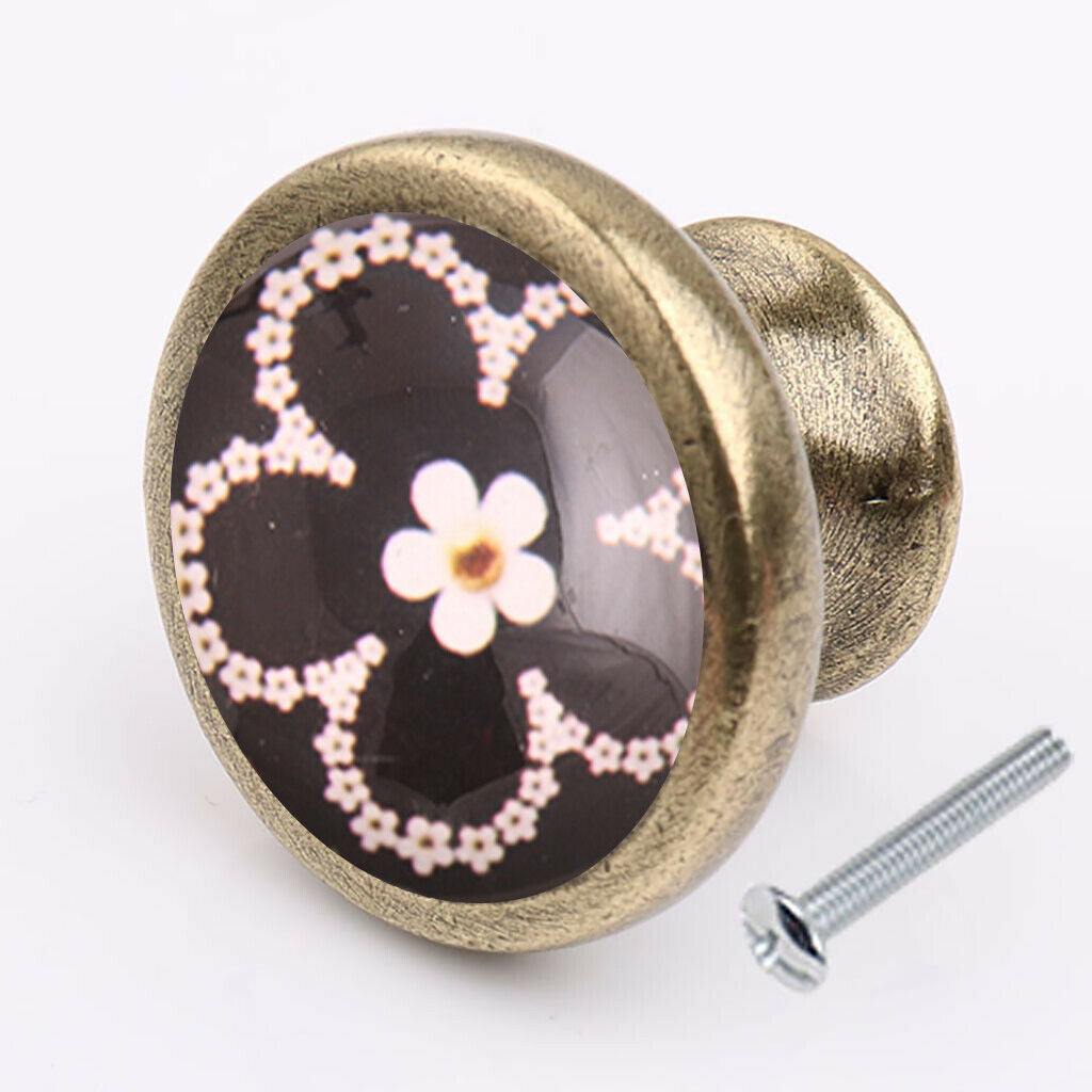Flower Patterns Door Knob Cabinet Drawer Closet Cupboard Handle Hardware 3#