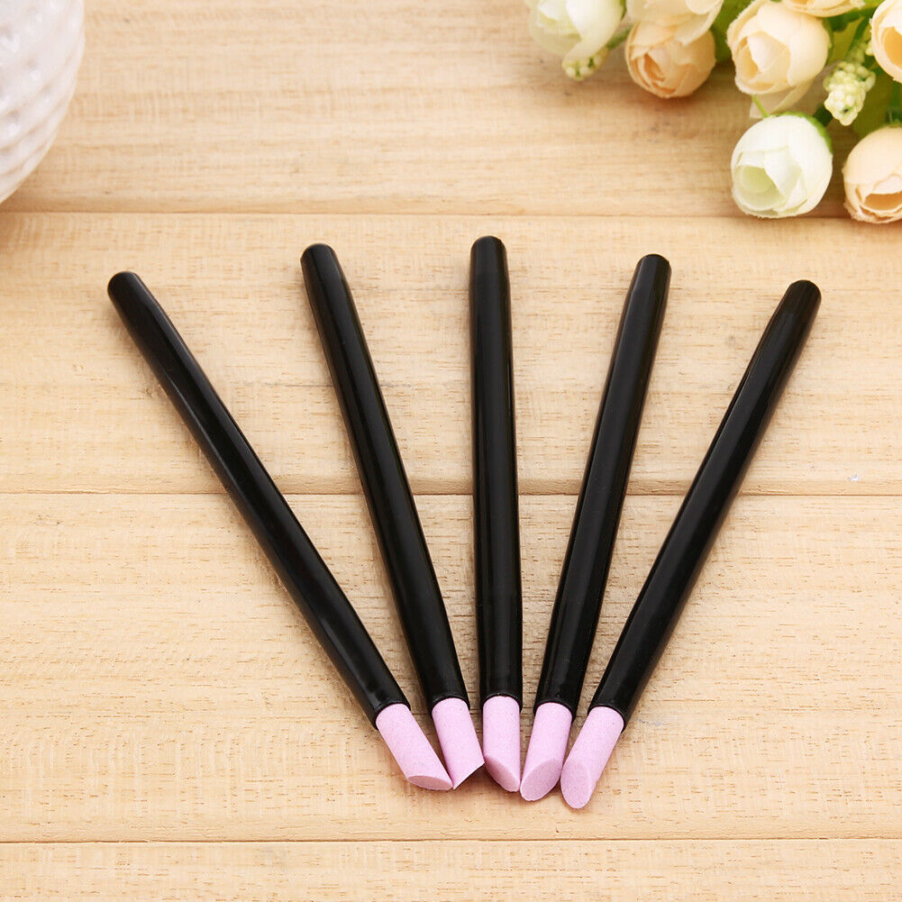 5pcs Stone Nail File Nail Art Tools Cuticle Remover Trimmer Buffer Pedicure @