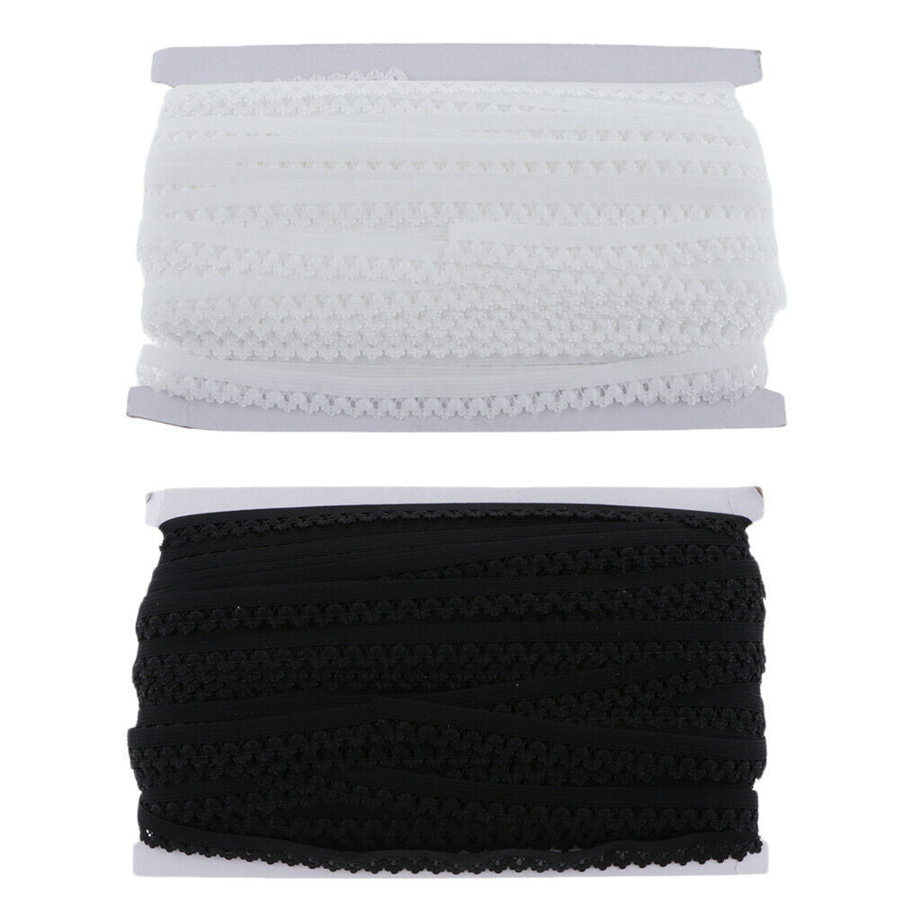 2pcs 13mm Crown Elastic Lace Trim Sewing for Dress Skirt 50 Yards/each