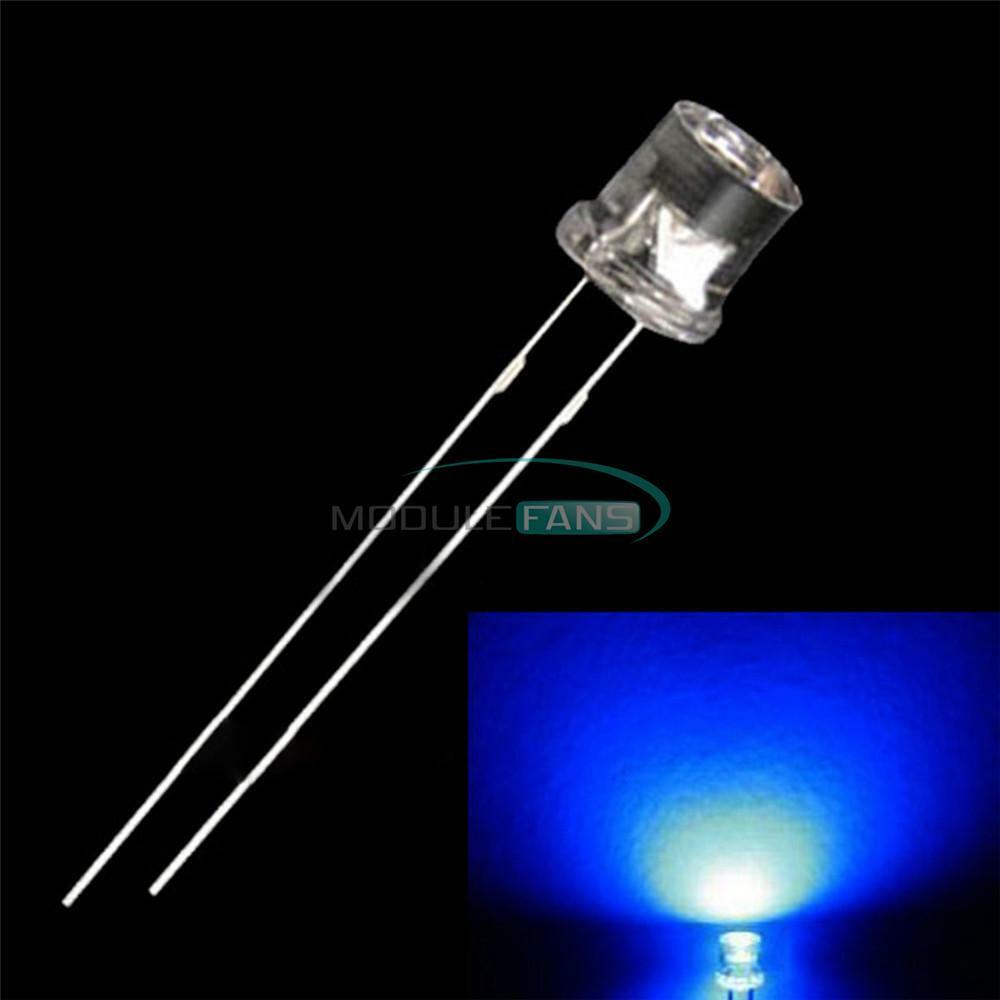 500PCS 5MM 2Pin Flat Top Blue LED Wide Angle Flat Head Light Lamp MF