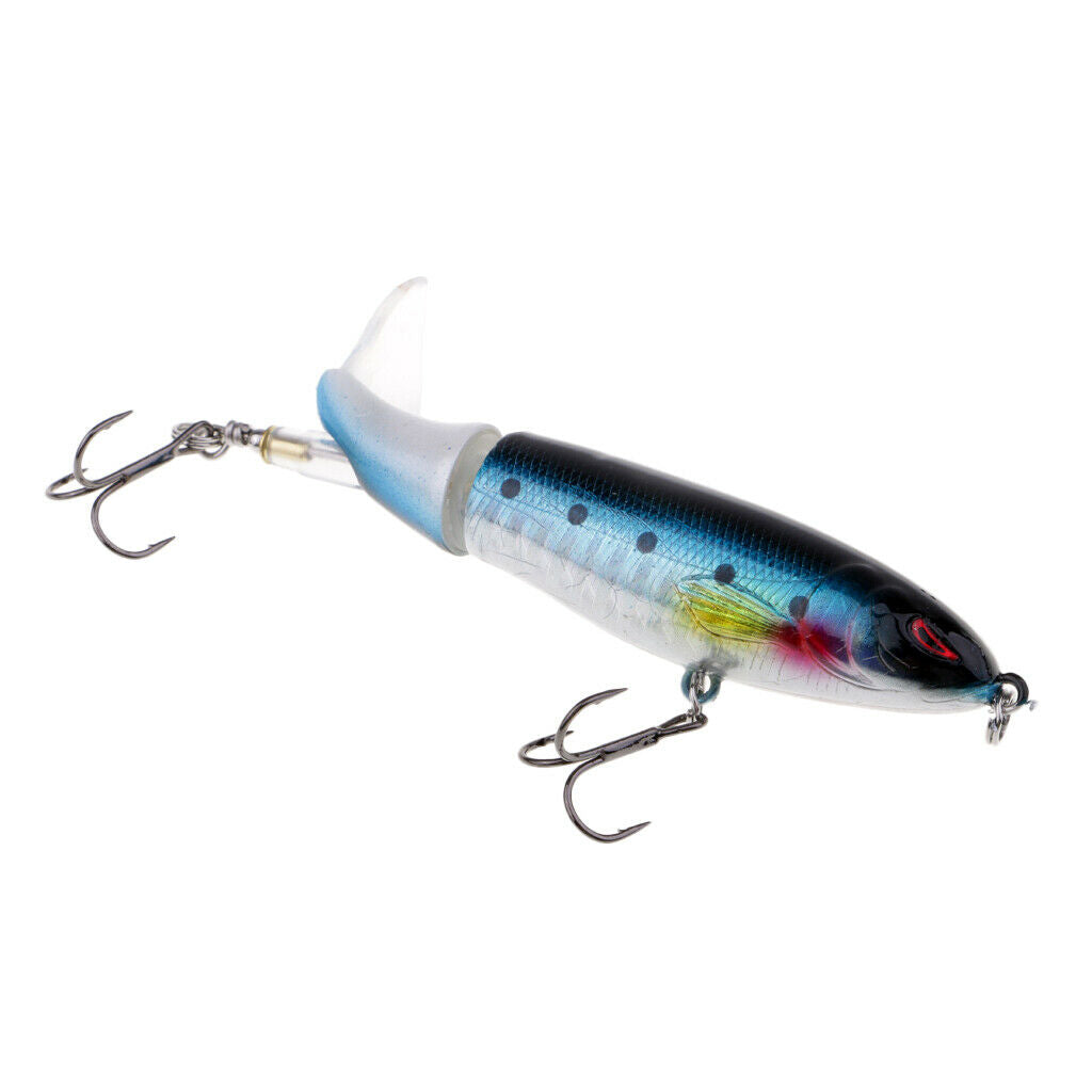 2Pcs Blue Popper Lures, Lifelike Topwater Fishing Lure Crankbaits with Plastic