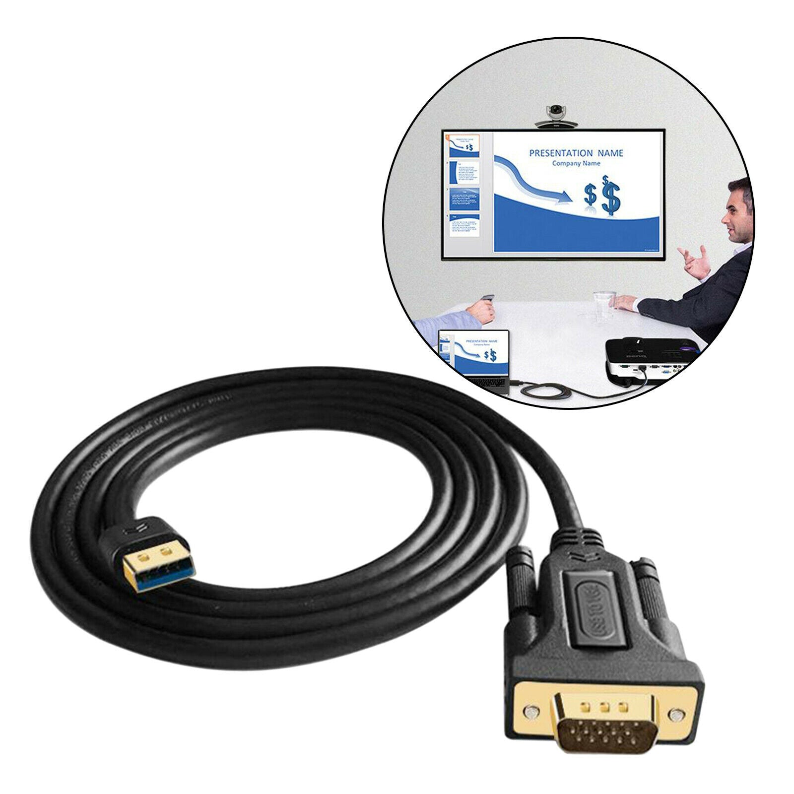 1x USB to VGA Cable Cord 1080P Support for Windows XP/Vista/7/8.1/10 2 Meter