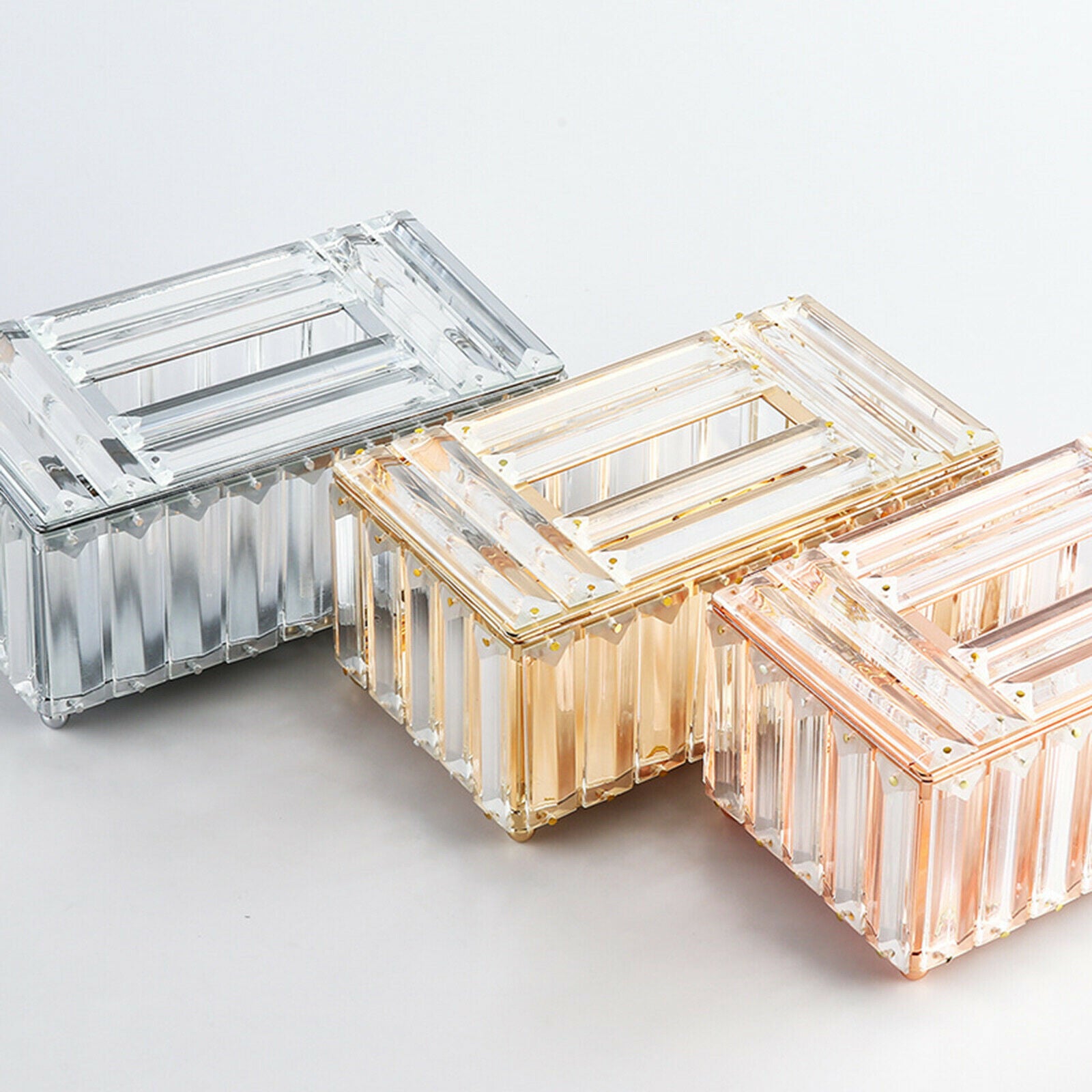 Luxury Crystal Tissue Box Cover Rectangular Napkin Case for Bathroom Office