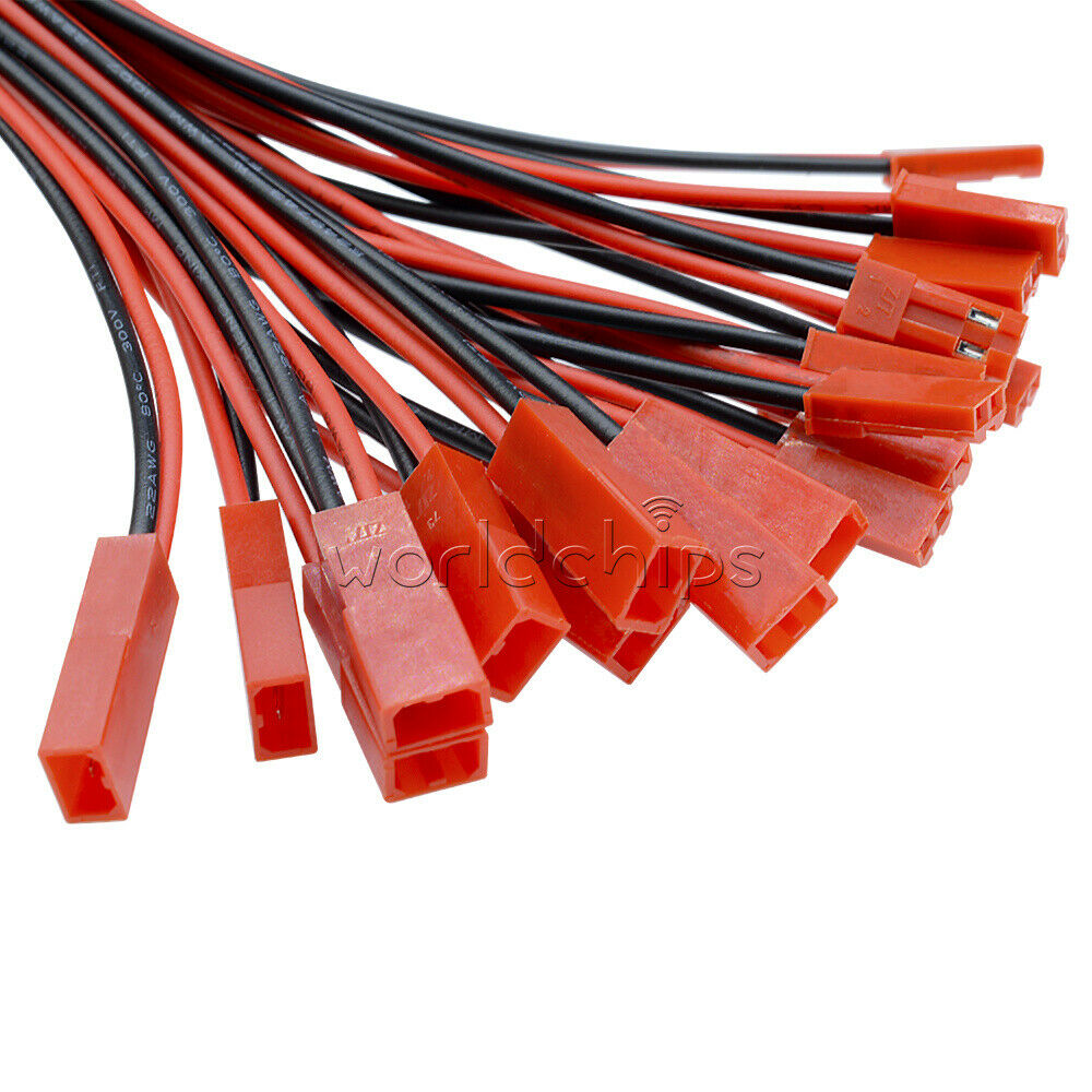 20Pairs 100mm JST Plug 2pin Connector Cable Wire Female+Male For RC Lipo Battery