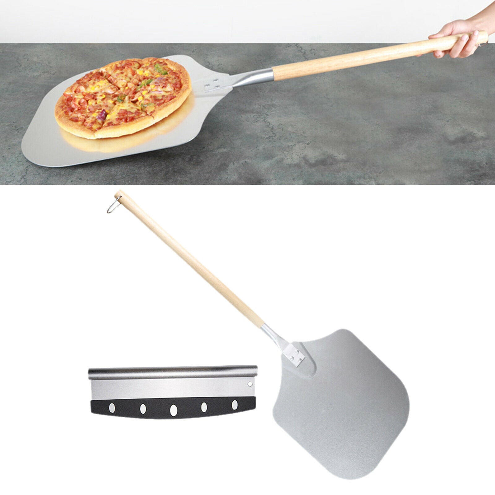 Aluminum Alloy 90cm Pizza Peel Pizza Transfer Spatula Cake Lifter Paddle