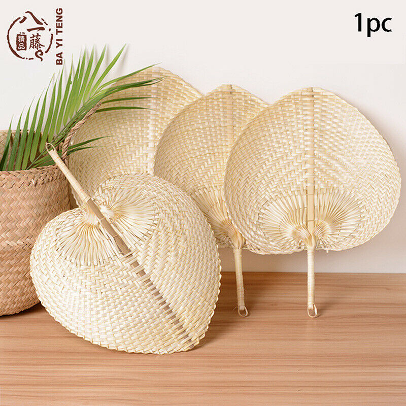 Mosquito Repellent Hand Fan Handmade Heart Shaped Bamboo Woven Fan Chinese Style