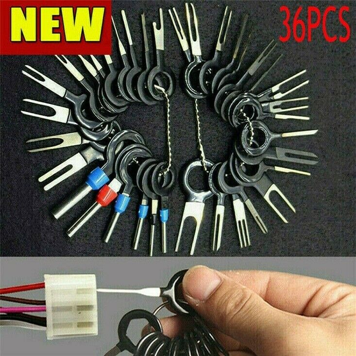 36pcs Pin Ejector Wire Kit Extractor Auto Terminal Removal Connector Puller Tool